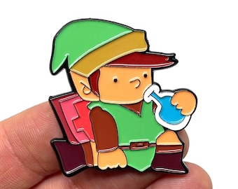 The Legend of Zelda - Link with the Life Potion 1.5” enamel pin and magnet - NES manual game art - retro gaming
