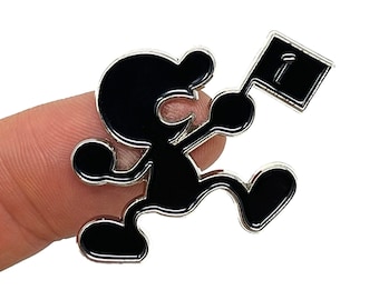 Mr. Game & Watch, 1.25” enamel pin and magnet - Classic portable retro gaming art - game and watch art