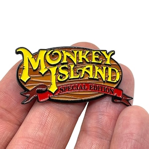 The Secret of Monkey Island: Special Edition logo 1.75” enamel pin and magnet  - Graphic Adventure PC Retro Gaming