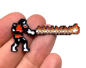 Castlevania 2: Simon’s Quest for NES, Simon Belmot and the flame whip, 2” enamel pin and magnet - glitter option - NES retro gaming art