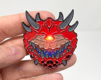 Doom - eyeil illuminé par LED Cacodemon de 5 cm, épingle en émail ou aimant - oeuvre d&#39;art de jeu vidéo classique - jeu rétro