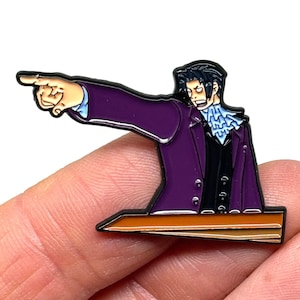 Phoenix Wright: Ace Attorney, Miles Edgeworth, 1.5” enamel pin and magnet -  retro gaming art - retro gamer enamel pins