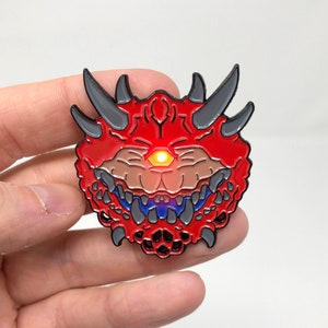 Doom - Cacodemon 2” LED lit up eye, enamel pin or magnet - Classic video game art - retro gaming