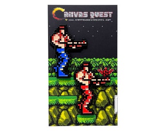 Contra for NES - Bill Rizer and Lance Bean enamel pin or magnet - Available in 1-player or 2-player - Classic NES game art - retro gaming
