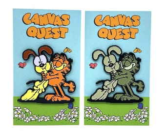 Garfield’s Labyrinth for Game Boy, Garfield & Odie 2” enamel pin and magnet available in color or Game Boy monochrome green colors - retro