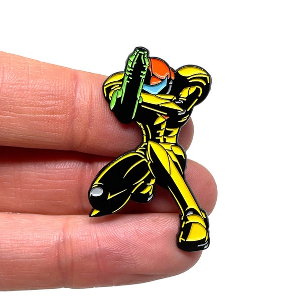 Metroid, Samus Aran 1.75 enamel pin and magnet - NES / GBA retro gaming art - retro gamer enamel pins