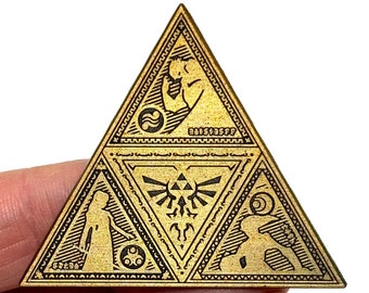 The Legend of Zelda - Triforce Emblem 2” antique gold color enamel pin and magnet - classic Zelda game art