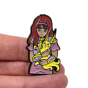 Phantasy Star for Sega Master System, Alis and glow-in-the-dark Mayau enamel pin and magnet - Classic SMS retro art - retro gaming pin