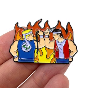 Double Dragon for NES - Billy and Jimmy Lee box art enamel pin or magnet - glitter option - Classic NES retro gaming art