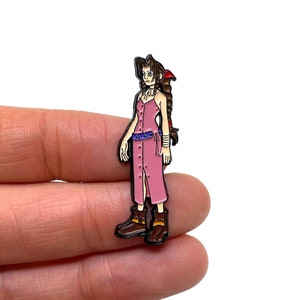Final Fantasy VII/Kingdom Hearts, Aerith 1.75” enamel pin and magnet - Classic retro gaming art