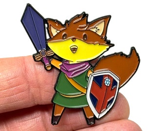 Tunic for PC, Ruin Seeker Fox 1.65” enamel pin and magnet -  retro style gaming art - PC / Console gamer enamel pins