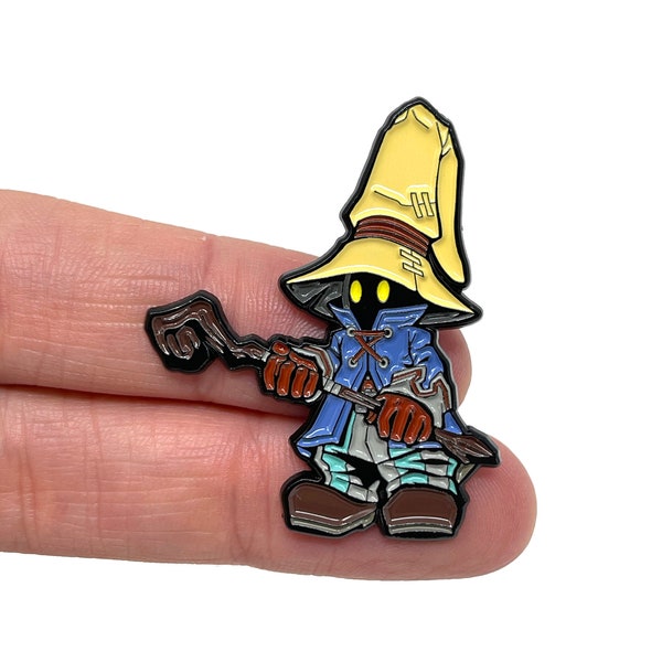 Final Fantasy IX pour PS1 - Broche ou aimant en émail Vivi Ornitier 1,5" - Art de jeu rétro ps1 classique