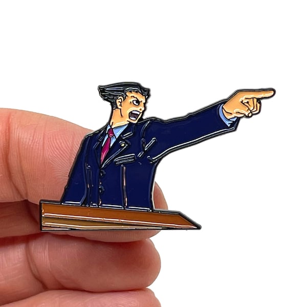 Phoenix Wright: Ace Attorney, Phoenix Objects, 1.5” enamel pin and magnet -  retro gaming art - retro gamer enamel pins