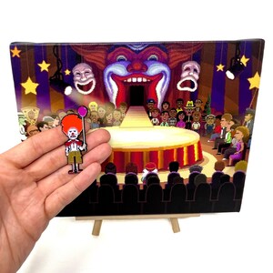 Thimbleweed Park - Ransome the Clown on Stage 8&quot;x10&quot; print background with Ransome magnet - retro point and click Adventure game art