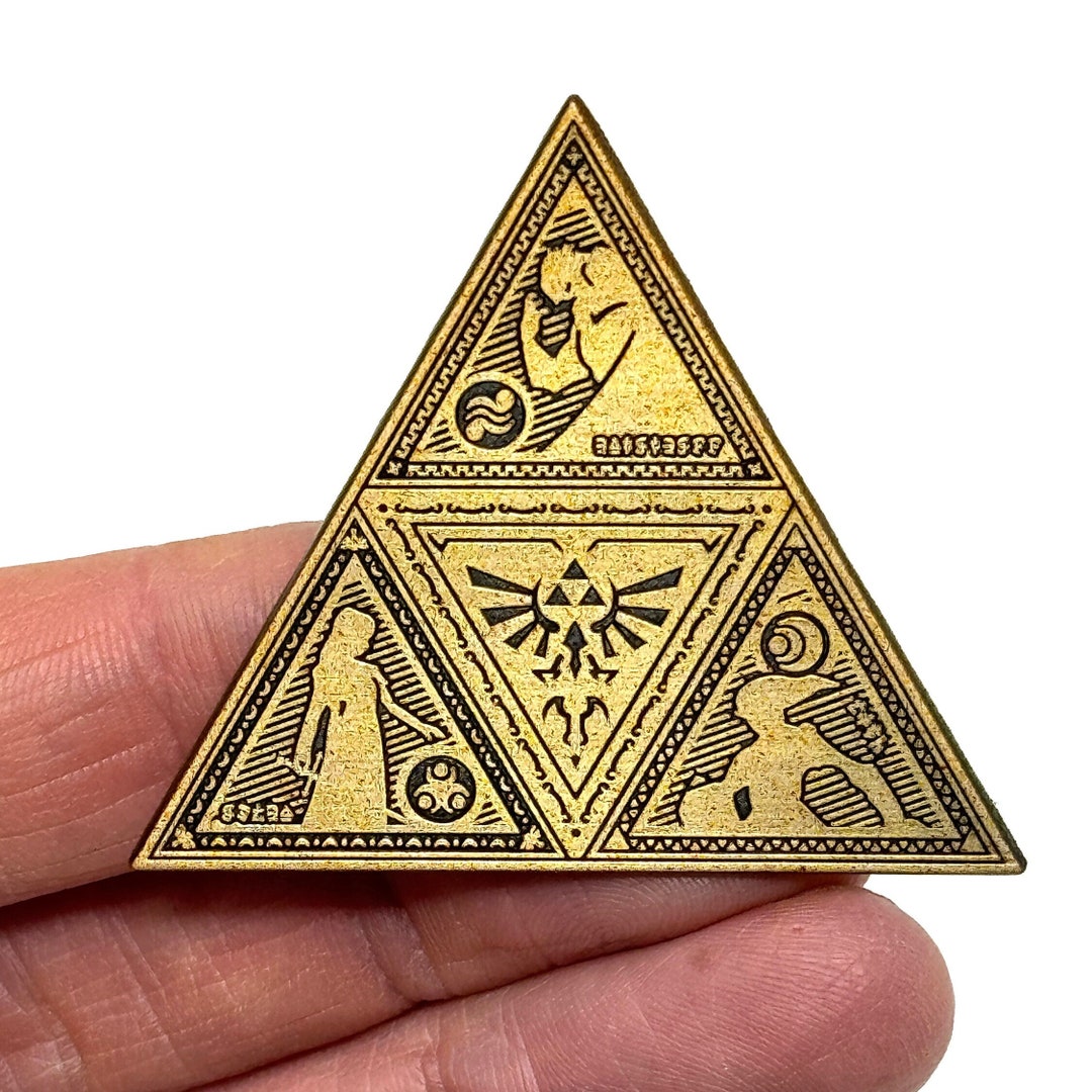 The Legend of Zelda - Triforce Emblem 2” Antique Gold Color Enamel Pin ...