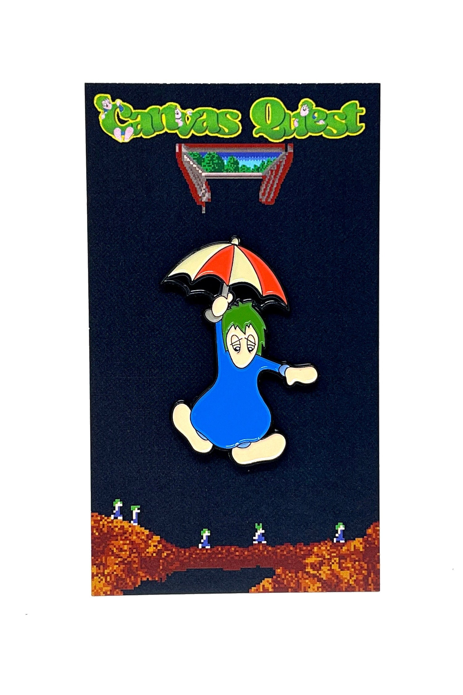 Lemmings Umbrella Lemming 1.5 enamel pin and magnet -  Portugal