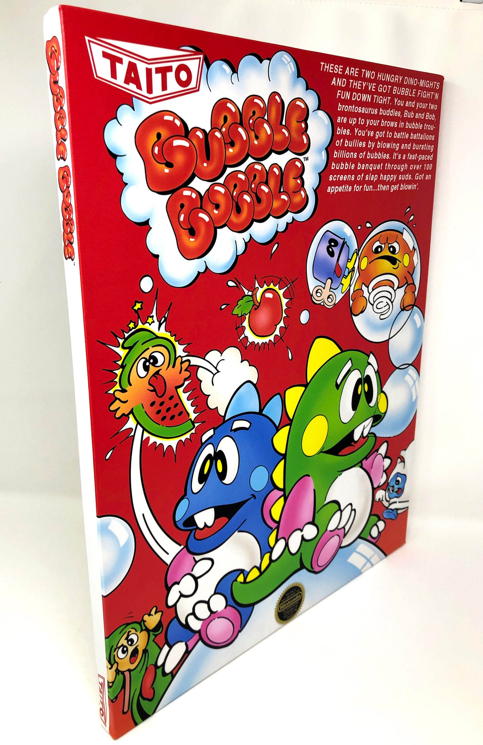 Bubble Bobble NES box art canvas print on 16x20 canvas | Etsy