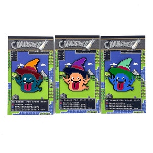 Dragon Quest / Dragon Warrior for NES, Ghost, Fightgeist, Spitegeist 1.5” enamel pins and magnets  - Classic NES retro gaming art