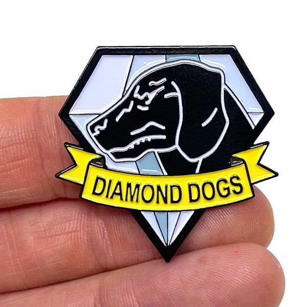 Metal Gear, Diamond Dogs emblem 1.5” enamel pin and magnet - Classic Metal Gear enamel pin - retro gaming