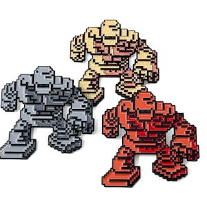 Dragon Quest / Dragon Warrior for NES - Golem, Gold Man and Stone Man, enamel pin or magnet - Classic NES retro gaming art