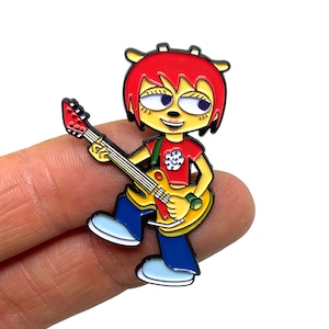 Um Jammer Lammy for PS1, Lammy 1.75” enamel pin and magnet - Classic PS1 Video Game Console art - Parappa the Rapper retro gaming pin
