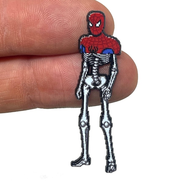 Amazing Spider-Man for PC MSDos, C64 and Amiga, life meter Spidey 1.75” enamel pin and magnet - retro game art - retro gaming pin