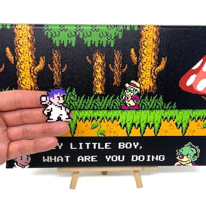 Little Nemo The Dream Master für NES, Meeting Flip in the Mushroom Forrest 8 "x 12" Leinwand mit 1,5" Little Nemo Emaille Magnet - NES Retro Art