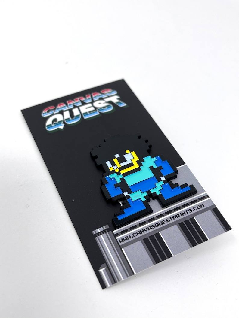 enamel pin retro gaming Mega Man without his helmet from Mega Man 2 Classic NES 8-bit game enamel pin