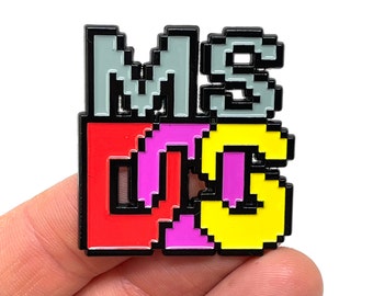 MS DOS logo, 1.5” enamel pin and magnet - Classic PC operating system retro gaming art