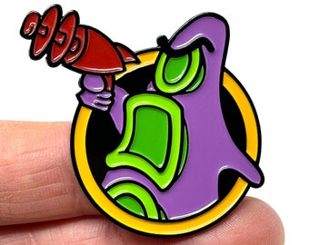 Maniac Mansion - Day of the Tentacle Purple Tentacle circle emblem 1.75” enamel pin and magnet - Retro game - Point and Click Adventure game