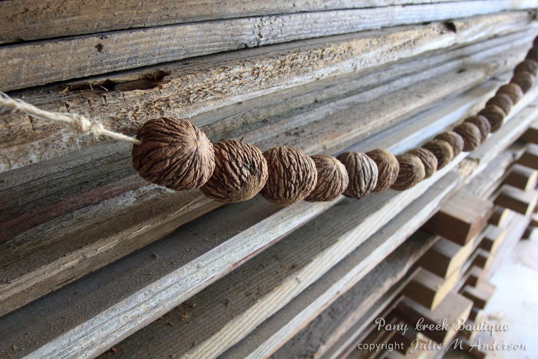 Black Walnut Garland, Primitive Garland, Rustic Garland Etsy