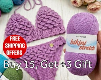 Perfect Bikini Stretch Yarn, Elastic Crochet Yarn for Swimwear Bikini Crop Top Bustier, Quick Dry Summer Yarn 437 Yards  400 meters Sport