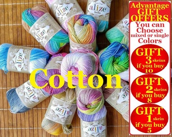 Alize Bella batik, %100 Cotton yarn, Crochet yarn, knitting yarn, baby yarn, soft yarn, hypoallergenic yarn, sport, cotton yarn, toy yarn