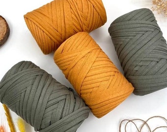 Jersey Yarn Olive Ribbon Yarn 100/% Cotton T Yarn Organic Knitting Yarn Ball Thick Fabric Yarn T-Shirt Yarn Fettuccini Zpagetti Style Tshirt Yarn for Crocheting Macrame T-Yarn
