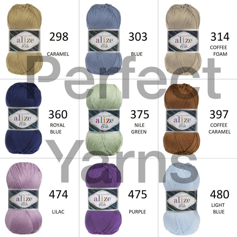 Alize Diva plus yarn 100% acrylic 100 grams 220 meters | Etsy