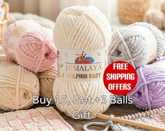 Super Soft Amigurumi Himalayan Dolphin Baby Yarn, Chenille Velvet super bulky fluffy plush plushies Blanket fiber, 3.52 oz 131 yard