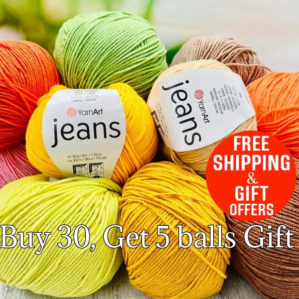Soft Cotton Amigurumi Doll Animal Yarns, Yarn art jeans yarn, full colors amigurumi yarn, YarnArt jeans, 4 ply sport amigurumi cotton fiber