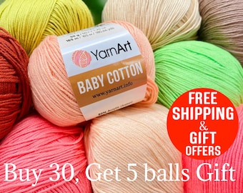 Yarnart Baby Knitting Yarn, Summer Yarn, Amigurumi Yarns, Crochet yarn, Baby yarn, Jeans Yarn, Soft Yarn, %50 Cotton, 50 gr, 165 meters