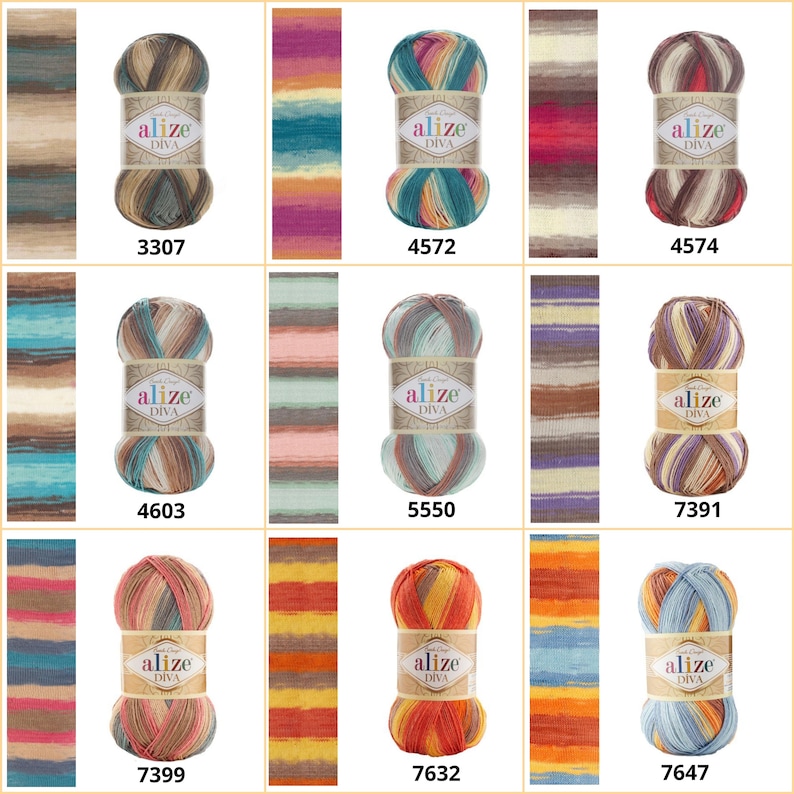 Alize Diva Batik yarn, 100% acrylic, 100 grams, 350 meters, yarn baby clothes, yarn baby crown, yarn baby doll, yarn baby dress, yarn baby image 8