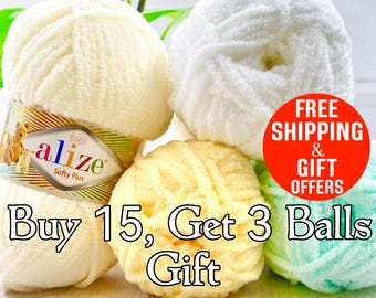Alize Softy Plus Amigurumi Yarn – Super Soft Plush Chenille Velvet Yarn, Perfect for Amigurumi, Baby Blankets, Cozy Crafts, 131 yard3.50 oz