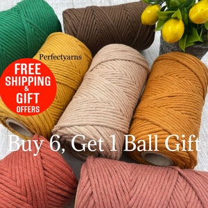 May include: A collection of seven cylindrical spools of thick, braided cord in various solid colours including green, dark brown, mustard yellow, beige, orange, terracotta, and dusty pink, arranged together with a small potted plant.