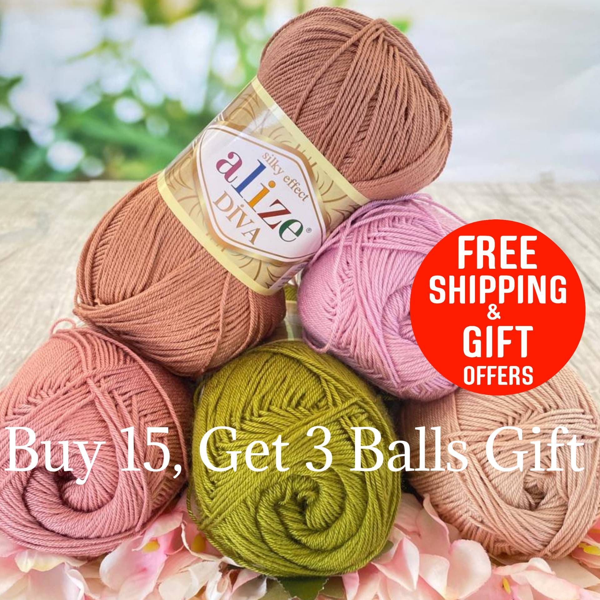 Alize Diva Yarn Hand Knitting Yarn 100% Microfiber Acrylic Yarn Alize Diva Silk Effect Thread Crochet Art Lace Craft Lot of 2