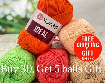 Fil de coton idéal YarnArt : poids sportif pour amigurumi et bébé