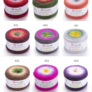 YarnArt Flowers Alpaca 2 x 250 Gr Rainbow Hook Winter Yarn 500 Gr 20% Alpaca - 80% Acrilico - Color:Multicolore 415