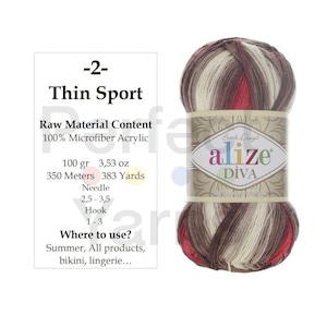 Alize Diva Batik yarn, 100% acrylic, 100 grams, 350 meters, yarn baby clothes, yarn baby crown, yarn baby doll, yarn baby dress, yarn baby image 5