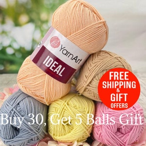YARNART IDEAL, 100% Cotton yarn, Knitting yarn, Amigurumi yarn, Crochet yarns, sport yarn, Baby Yarn, 50 gr, 1.76oz, 170 mt, 186 yards
