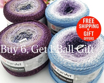 Cotton Glitter Shawl Cake Gradient Yarn, Wraps Dresses Fine Cotton Fiber, Multicolor whirl crochet knitting yarn, wrap thin fiber, 8.82 oz