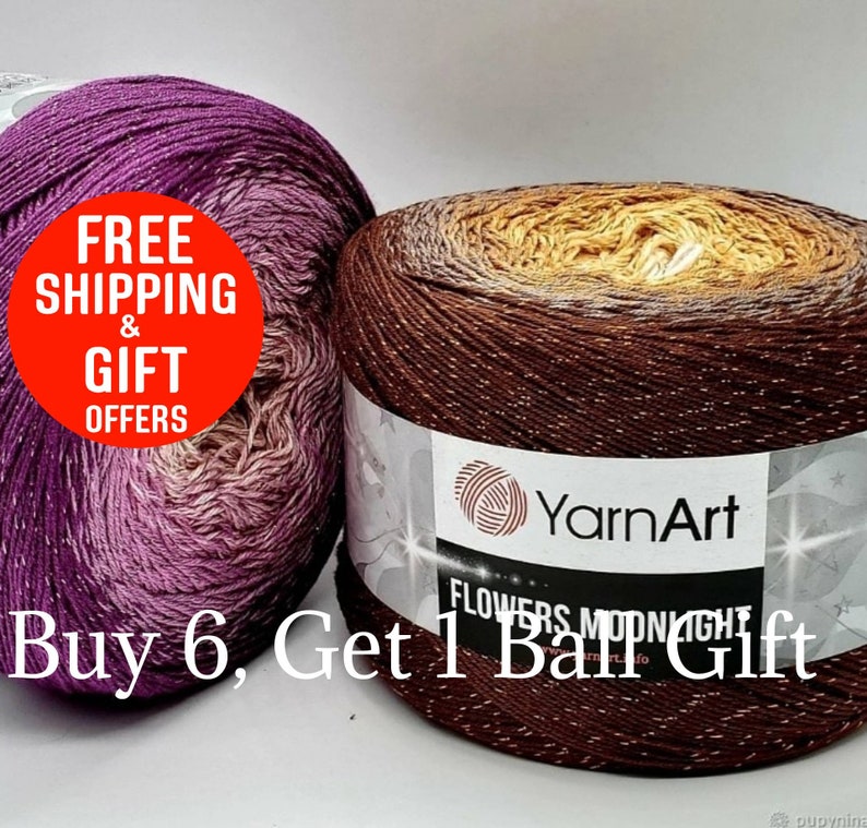 Cotton Glitter Shawl Cake Gradient Yarn, Wraps Dresses Fine Cotton Fiber, Multicolor whirl crochet knitting yarn, wrap thin fiber, 8.82 oz image 3