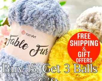 Very Softy Chenille Fluffy Amigurumi Faux Fur yarn, Yarnart Fable Fur Yarn, Soft Polyester Yarn, Amigurumi Velvet Bulky Yarn, Crochet Yarn