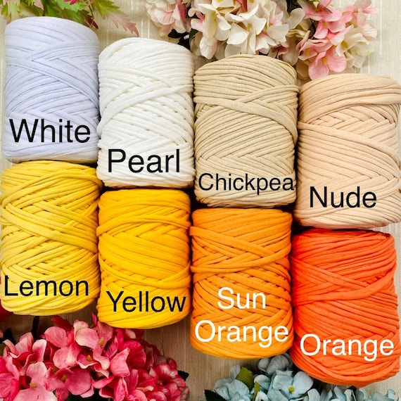 Tshirt Yarn - Fabric Jersey Yarn for Crocheting, 100 Yards T-Shirt Yarn -  Jumbo Yarn for DIY Bags, Baskets and Crochet Home Decor (White)